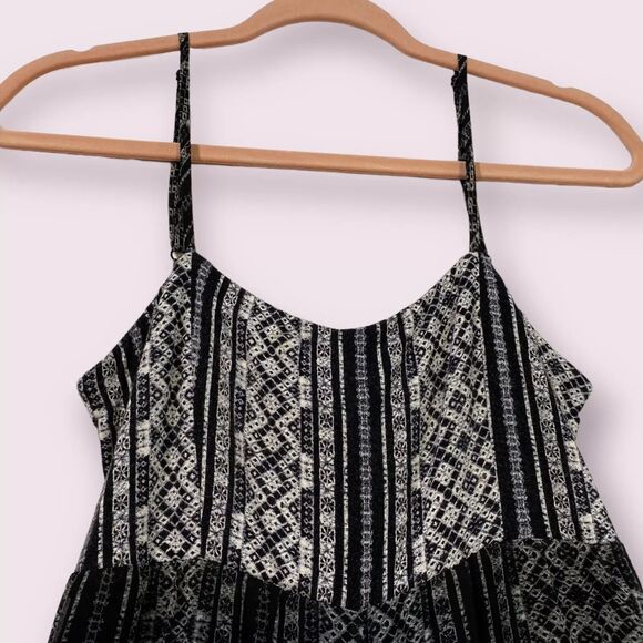 BCBGeneration Sleeveless Wide Leg Jumpsuit Size XS Sheer Black Print Summer Chic - Picture 7 of 13